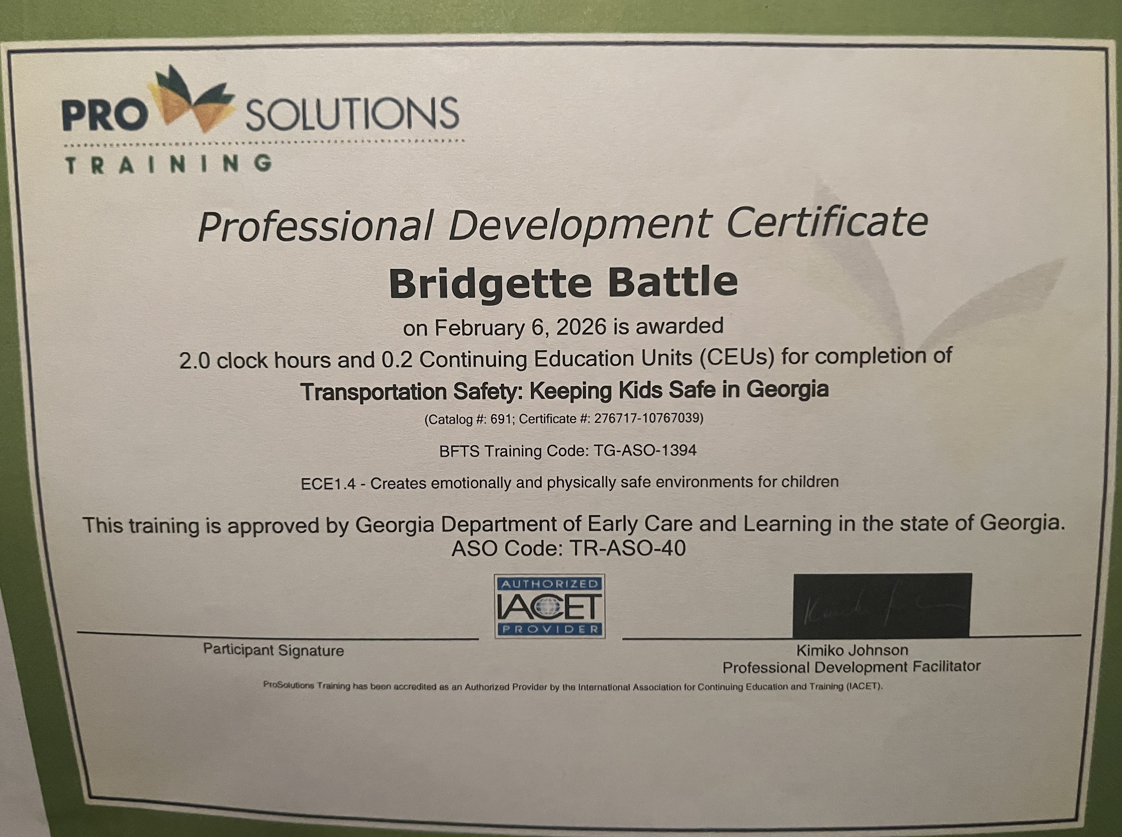 Health and Safety Orientation Certificate