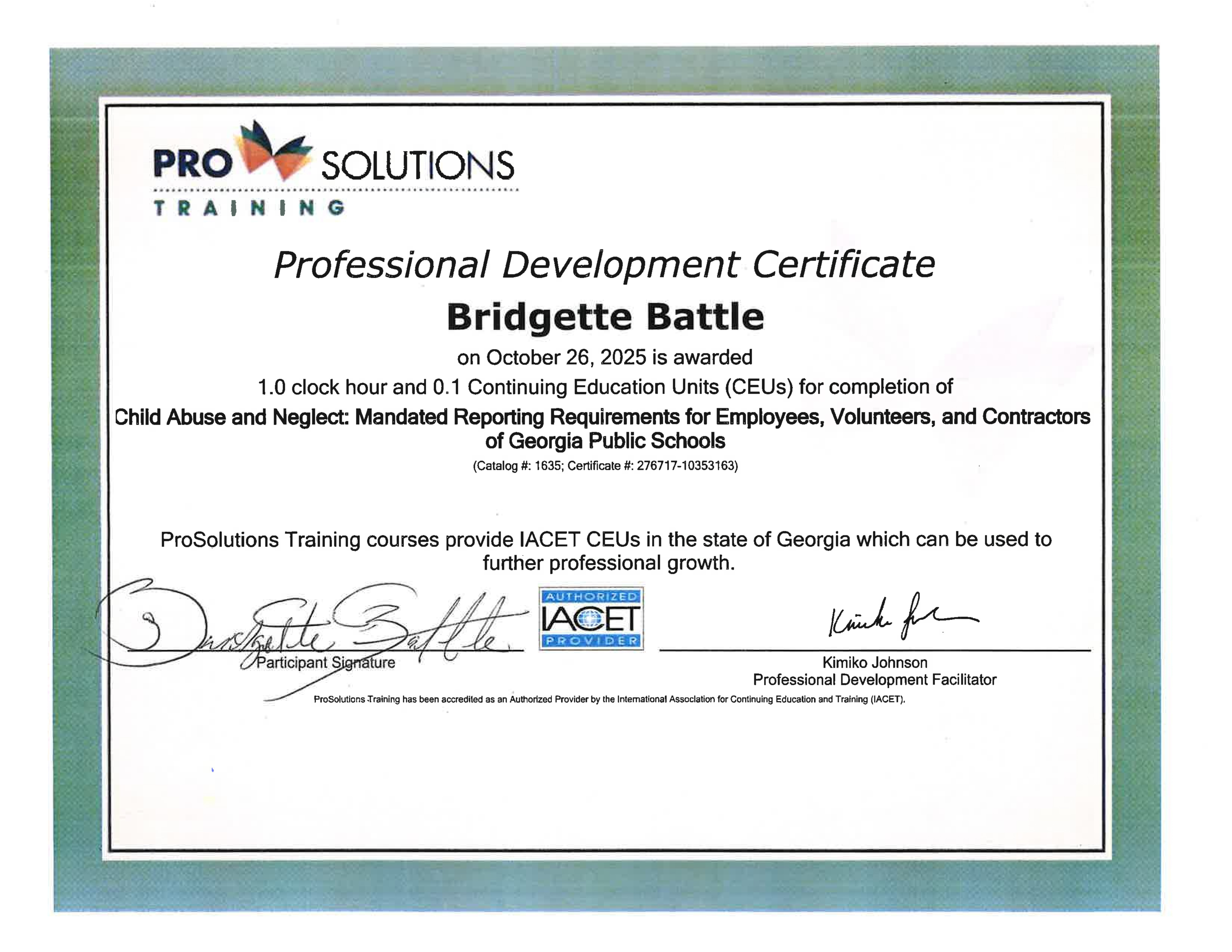 Child Education and Safety Certificate